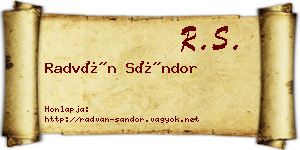 Radván Sándor névjegykártya