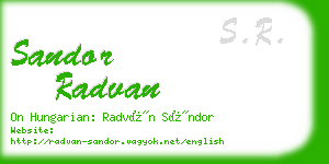sandor radvan business card